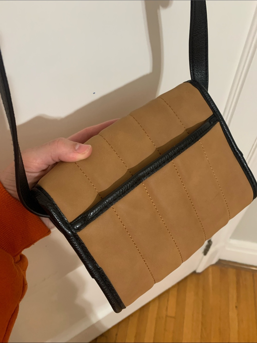 Universal Thread Tan Quilted Crossbody with Black Trim - Picture 4 of 5
